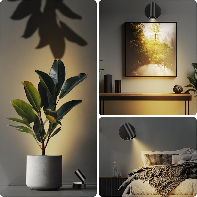 Laserty Battery Operated Spot Lights Indoor: 20-120Hrs Battery Life Wireless Spotlight with Stepless Color Temperature & Stepless Dimming & Timer, LED Accent Lighting with Remote for Plant Picture Wall Floor - Image 2